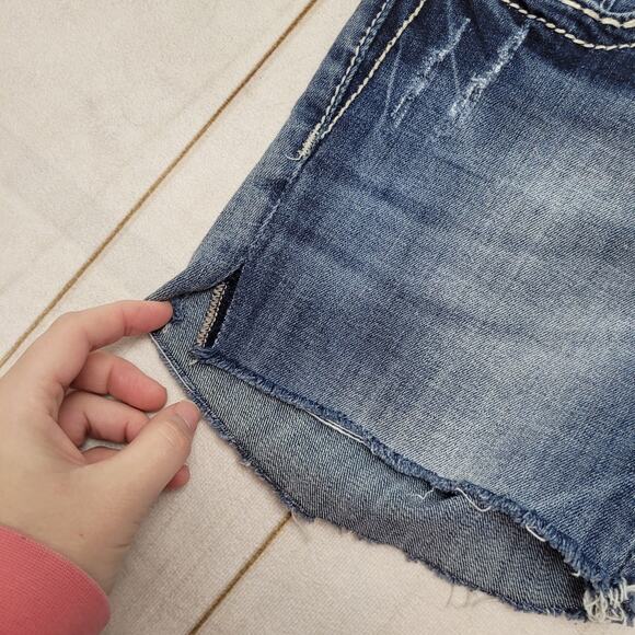 Miss Me cutoff bling studded patch jean shorts low rise Y2k - Picture 3 of 8